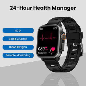 BEARSCOME VEE Bluetooth appel ECG/EKG oxygène sanguin fréquence cardiaque surveillance de la glycémie musique SmartWatch