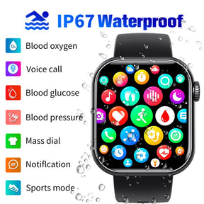 Bearscome 2024 Blood Sugar Blood Pressure Heart Rate Blood oxygen Sleep Monitoring Waterproof Smartwatch
