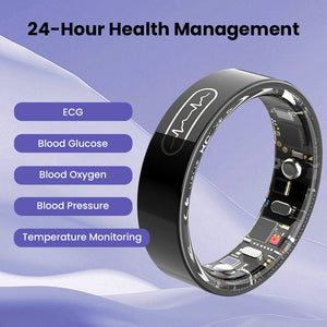 Bearscome R09 Blood Glucose ECG/EKG Blood Pressure Monitoring AI Health Analysis Smart Ring