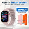Bearscome Pro 6 ECG blood glucose Intelligent micro-physical examination Stress monitoring Smartwatch - Pink Silicone+ 2 extra bands