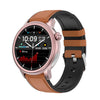 BEARSCOME PRO 7 ECG Blood Sugar 30s Intelligent Micro Examination Blood oxygen Monitoring Health Smartwatch - Brown leather
