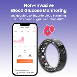 Bearscome R09 Blood Glucose ECG/EKG Blood Pressure Monitoring AI Health Analysis Smart Ring