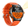 Bearscome  Smart Watch With Flashlight Heart Rate Blood Pressure Compass 100+ Sports Modes - Orange