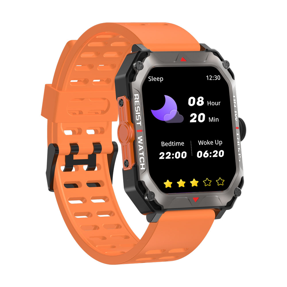 Bearscome H22 Indestructible Sports de plein air Smartwatch Fréquence cardiaque Oxygène sanguin Rappel d'appel Bluetooth Musique 