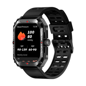 Bearscome H22 Indestructible Sports de plein air Smartwatch Fréquence cardiaque Oxygène sanguin Rappel d'appel Bluetooth Musique 