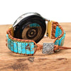 PurpleFlower Cylindrical Bracelet Watch Ethnic Retro Natural Stone Woven Watch Band - Blue Imperial stone