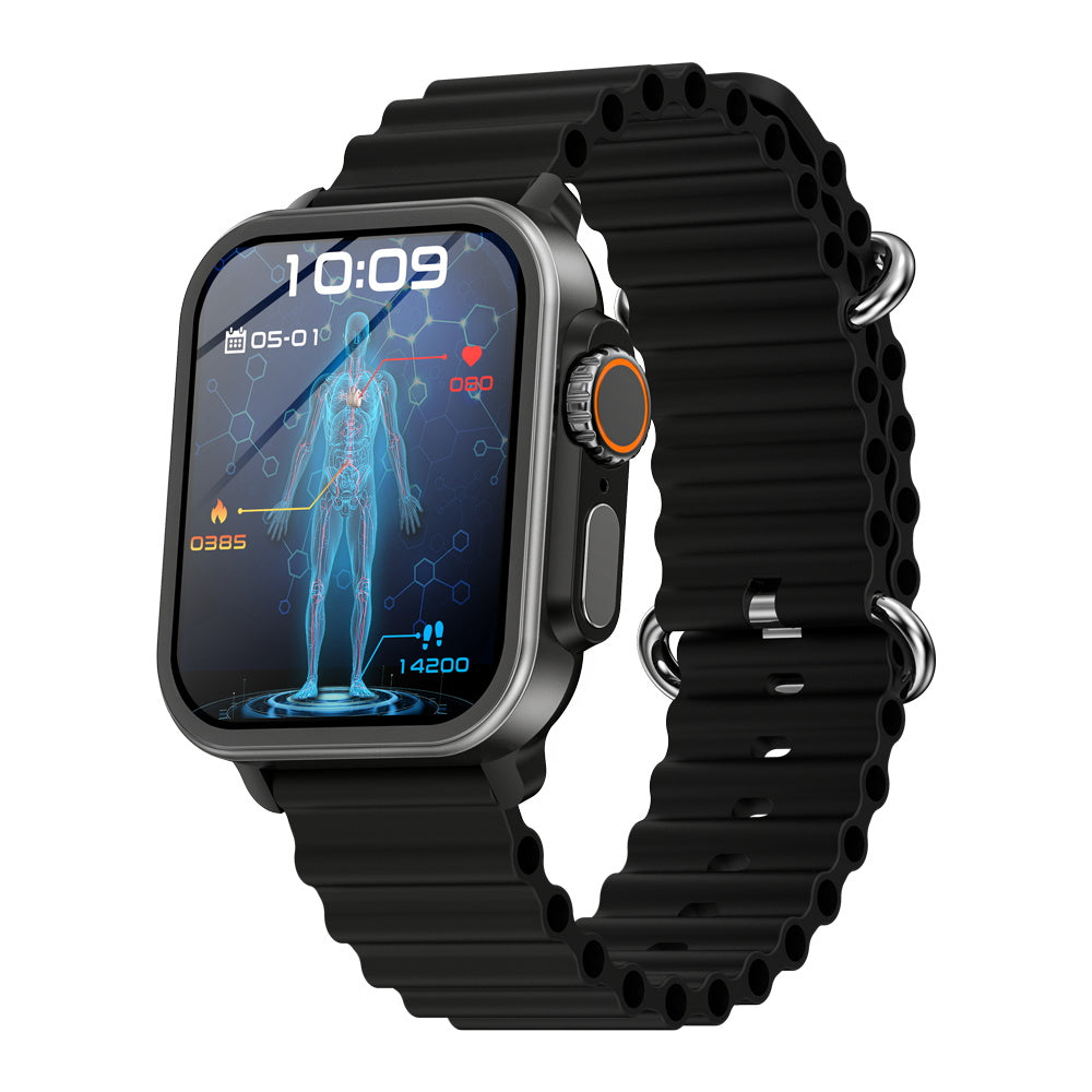 BEARSCOME VEE Bluetooth appel ECG/EKG oxygène sanguin fréquence cardiaque surveillance de la glycémie musique SmartWatch 