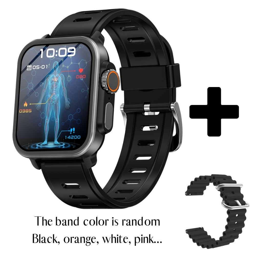 BEARSCOME VEE Bluetooth appel ECG/EKG oxygène sanguin fréquence cardiaque surveillance de la glycémie musique SmartWatch 