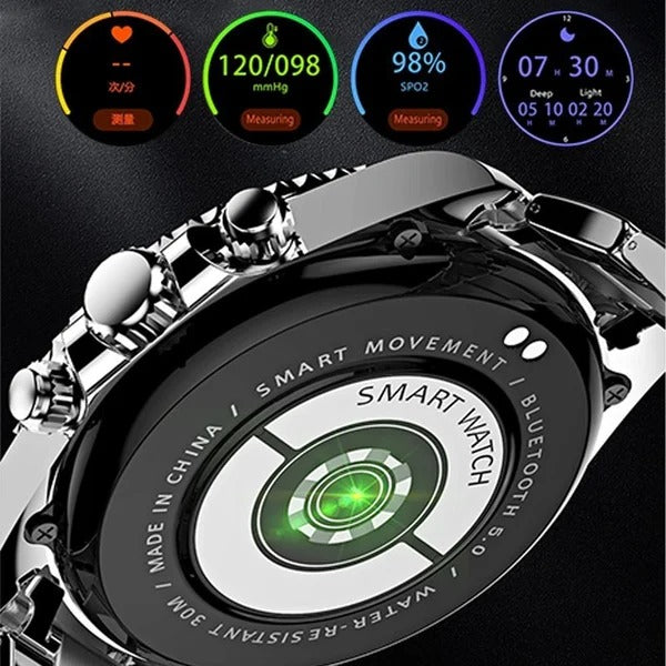 Bearscome AW12 Bluetooth Appel Fréquence Cardiaque Détection de Pression Artérielle Casual Smartwatch