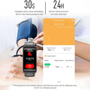 BCBEARSCOME E600 ECG HRV glycémie pression artérielle oxygène sanguin détection du sommeil HD Bluetooth Bracelet intelligent